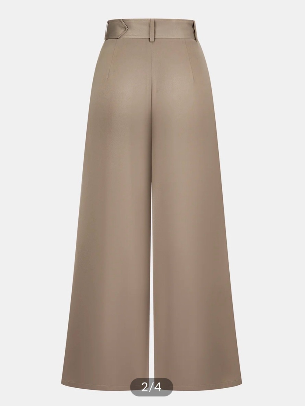 Commense Belted Satin Pleated Wide-Leg Pants- M - Picture 2 of 4
